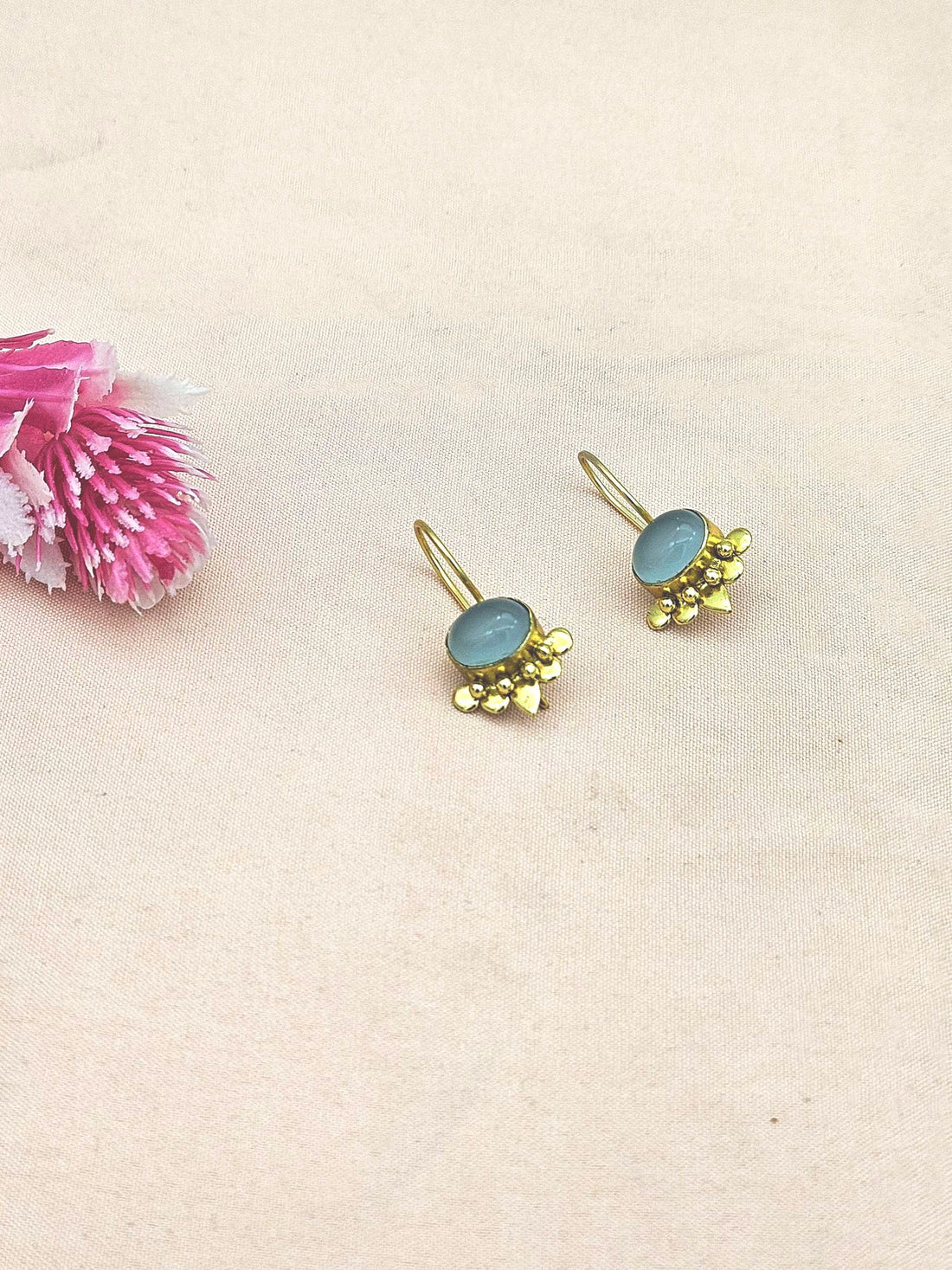 Charming Gold plated Chalcedony Stone light Weight daily use Statement Earrings
