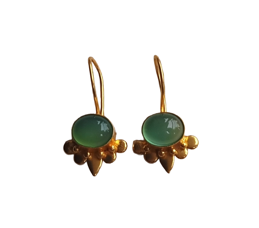 Charming Gold plated Green Onyx Stone light Weight daily use Statement Earrings