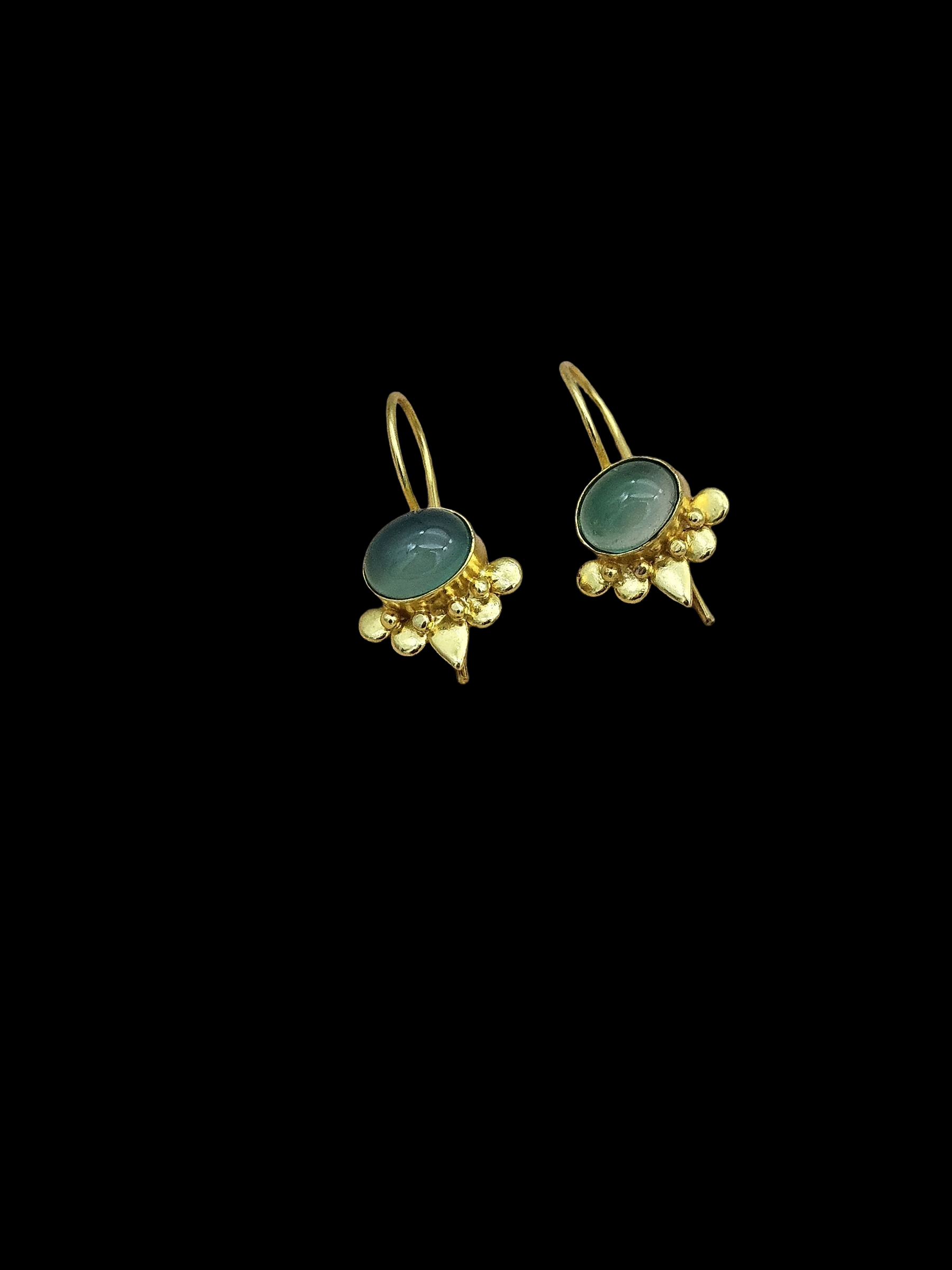 Charming Gold plated Green Onyx Stone light Weight daily use Statement Earrings