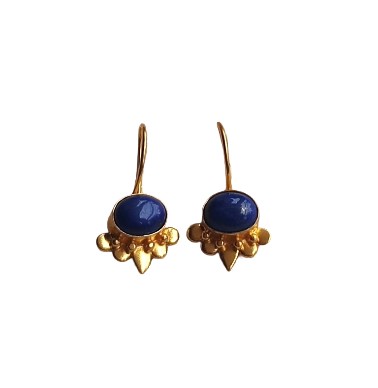 Charming Gold plated Lapis Lazuli Stone light Weight daily use Statement Earrings