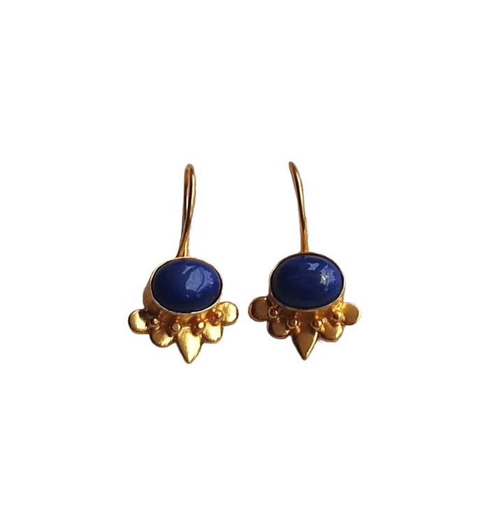 Charming Gold plated Lapis Lazuli Stone light Weight daily use Statement Earrings