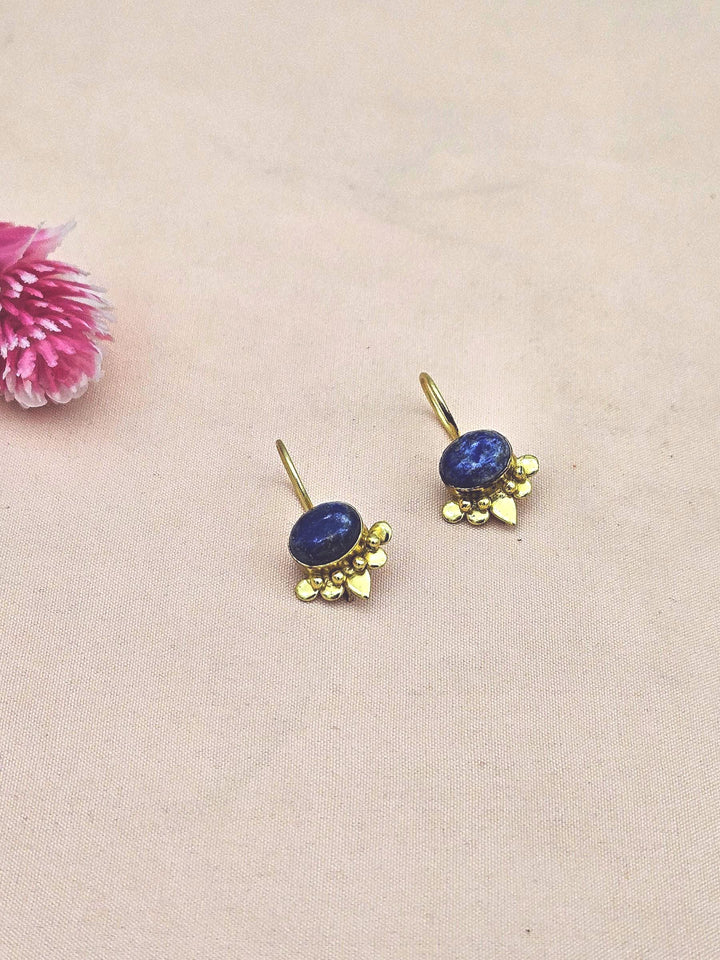 Charming Gold plated Lapis Lazuli Stone light Weight daily use Statement Earrings