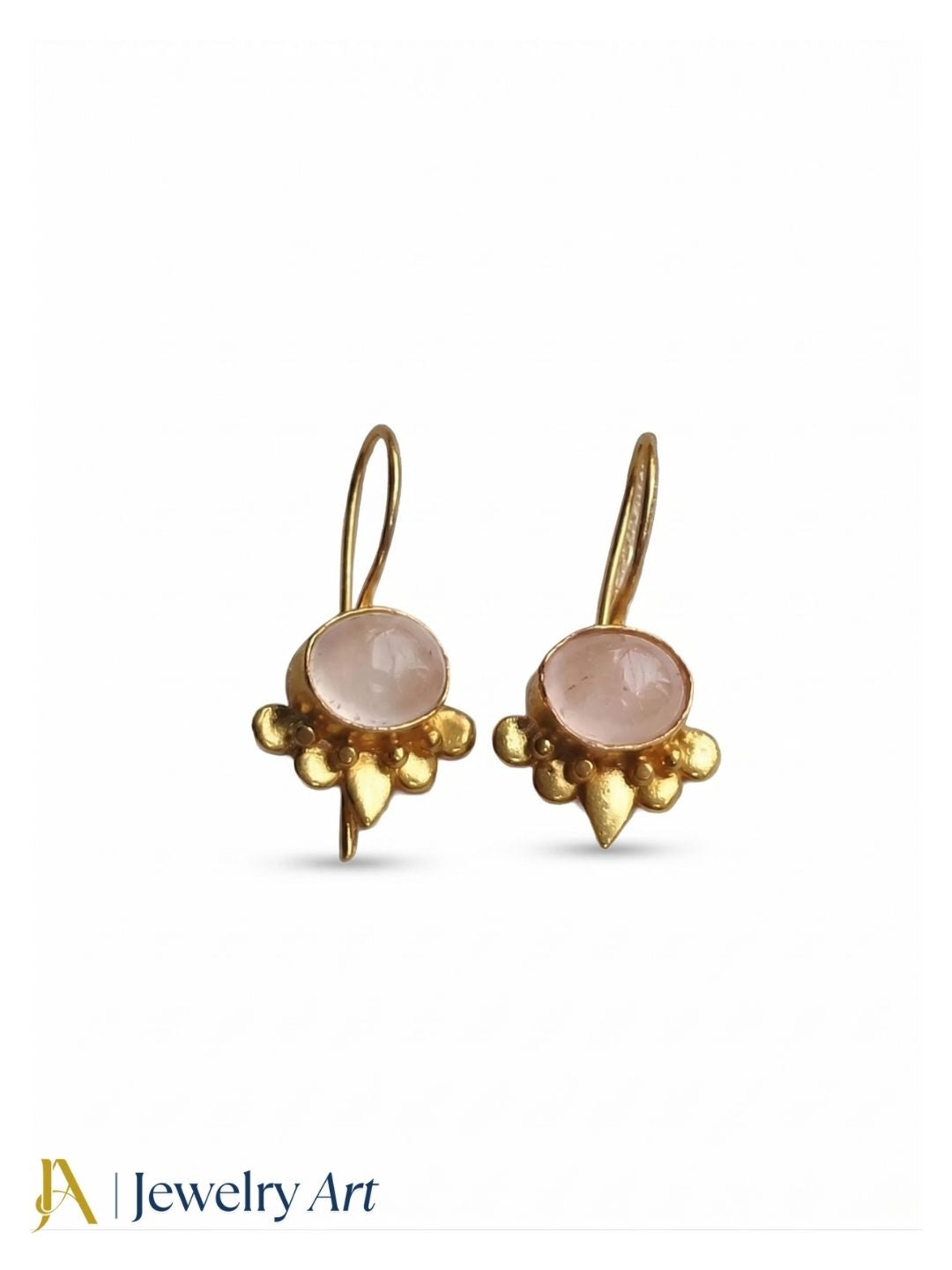 Charming Gold plated Rose Quartz Stone light Weight daily use Statement Earrings