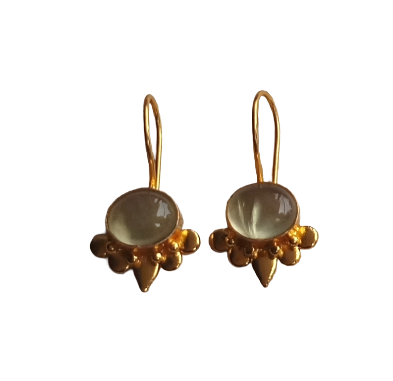 Charming Gold plated Aquamarine Stone light Weight daily use Statement Earrings