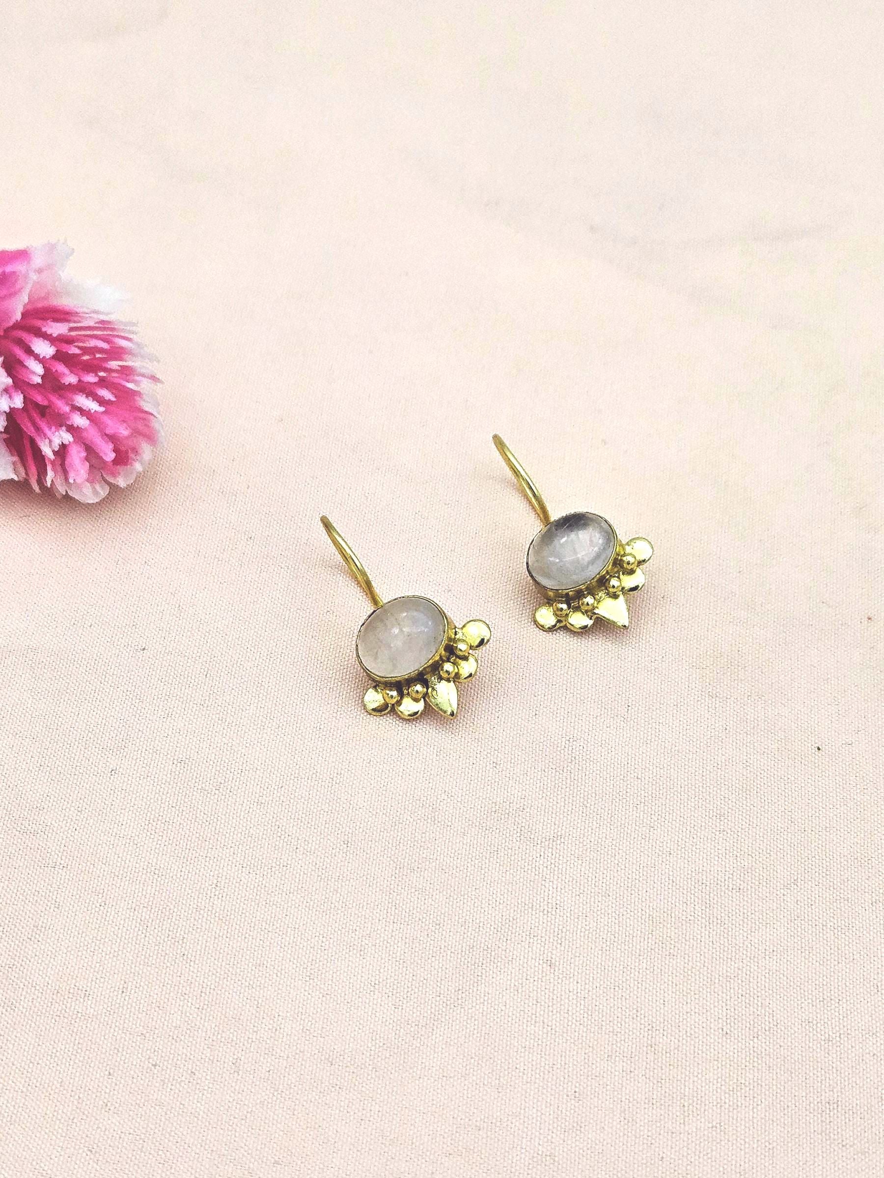 Charming Gold plated Aquamarine Stone light Weight daily use Statement Earrings