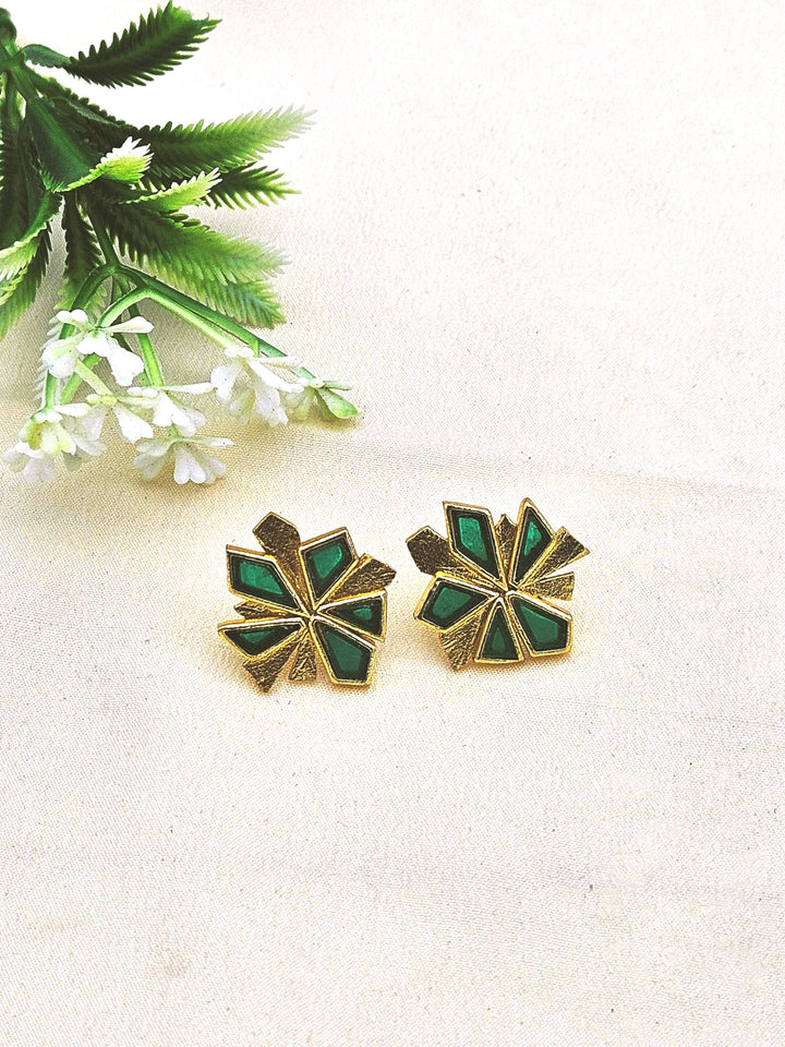 Charming Gold plated  Semi Precious Stone Matte finish designer Light weight Statement Earrings