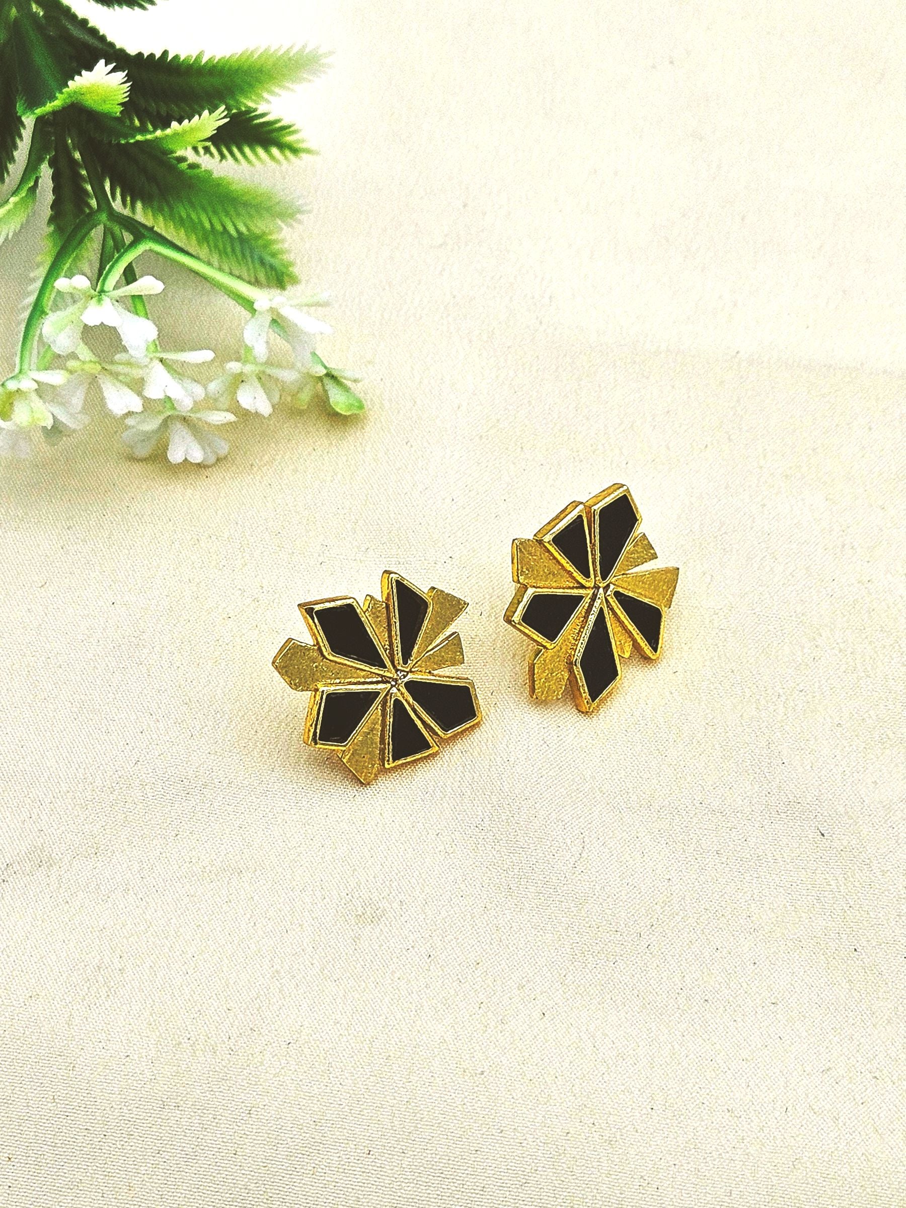 Charming Gold plated  Semi Precious Stone Matte finish designer Light weight Statement Earrings