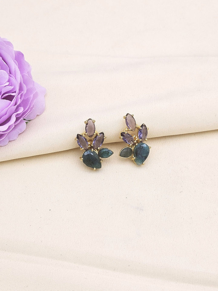 Awesome Gold plated Semi Precious Stonest attractive Light weight Stud Earrings