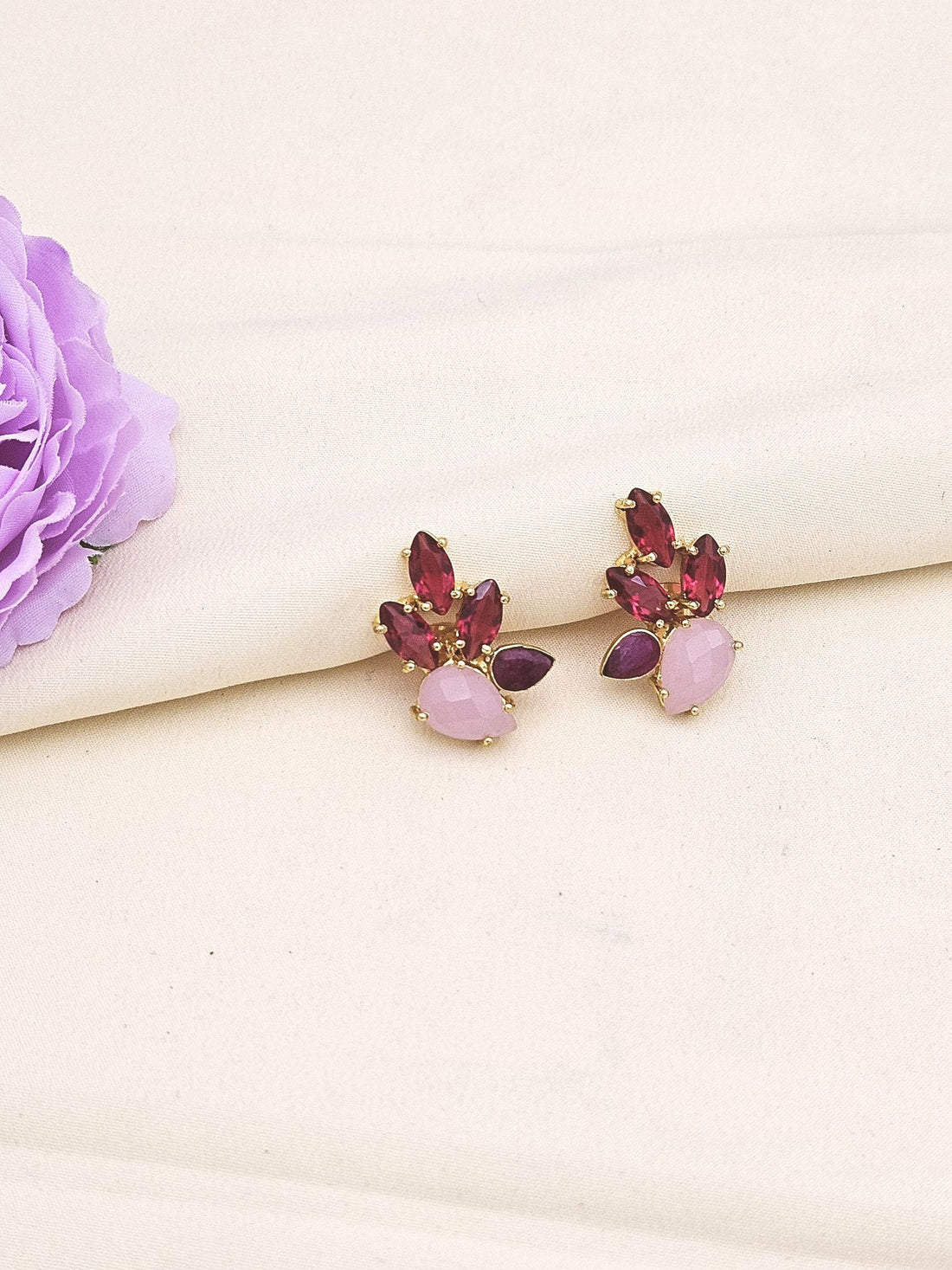 Awesome Gold plated Semi Precious Stonest attractive Light weight Stud Earrings