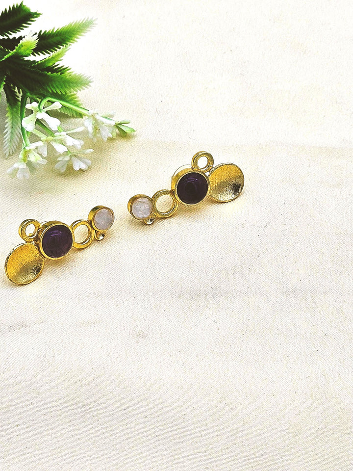 Stunning Gold plated  Semi Precious Stone  attractive designer Light Weight Stud Earrings