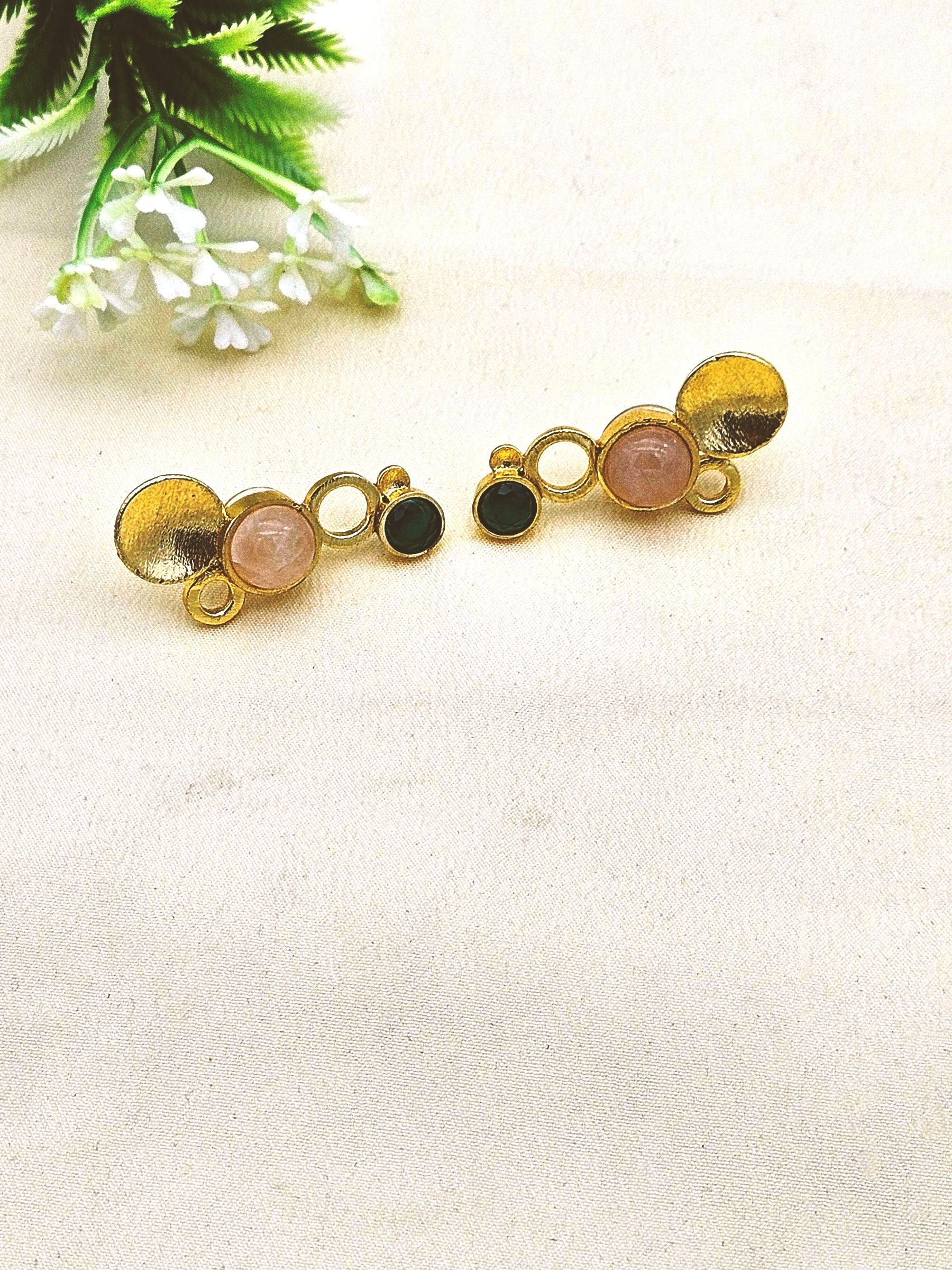 Stunning Gold plated  Semi Precious Stone  attractive designer Light Weight Stud Earrings
