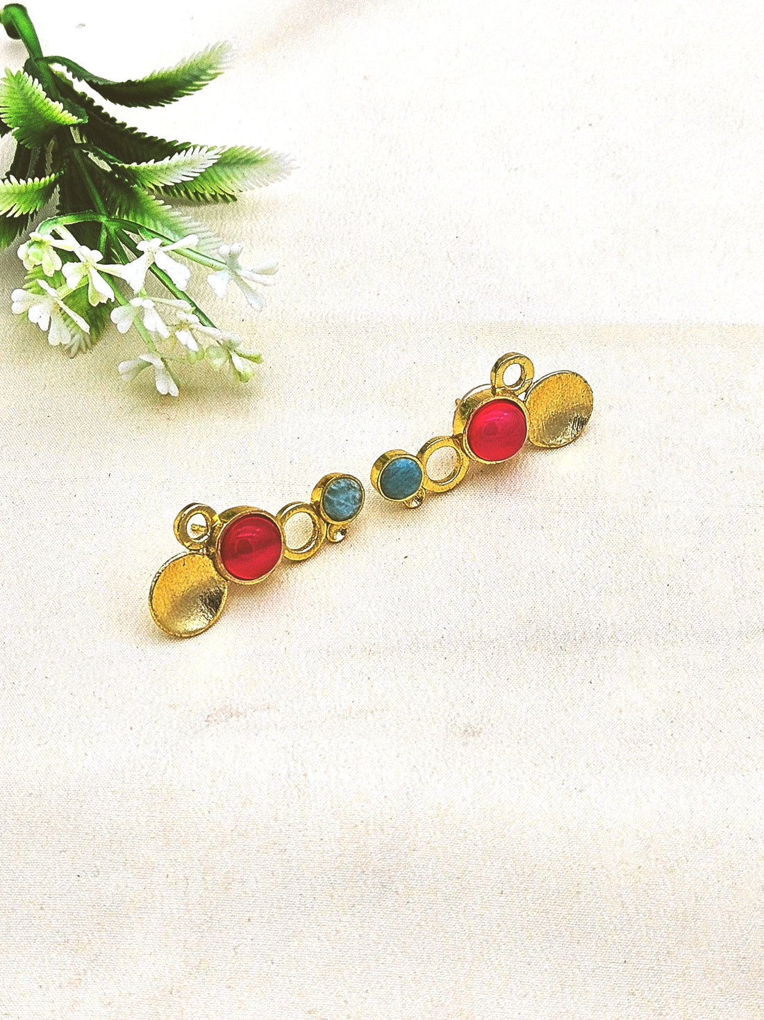 Stunning Gold plated  Semi Precious Stone  attractive designer Light Weight Stud Earrings