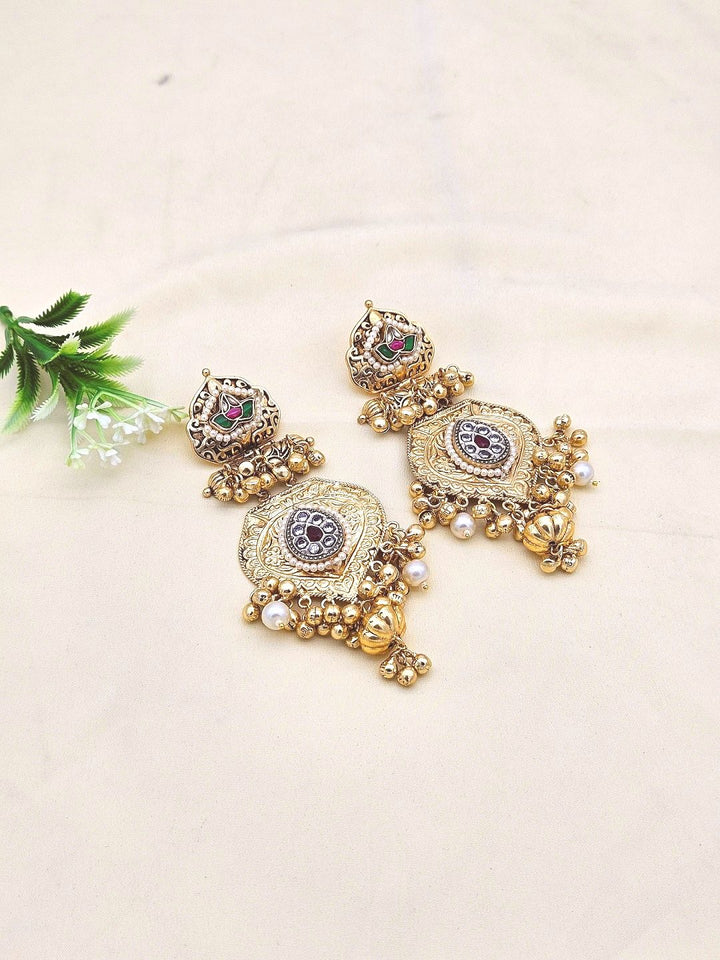 Modern glass stone pearl drop earrings – charming multi-color fancy jewellery
