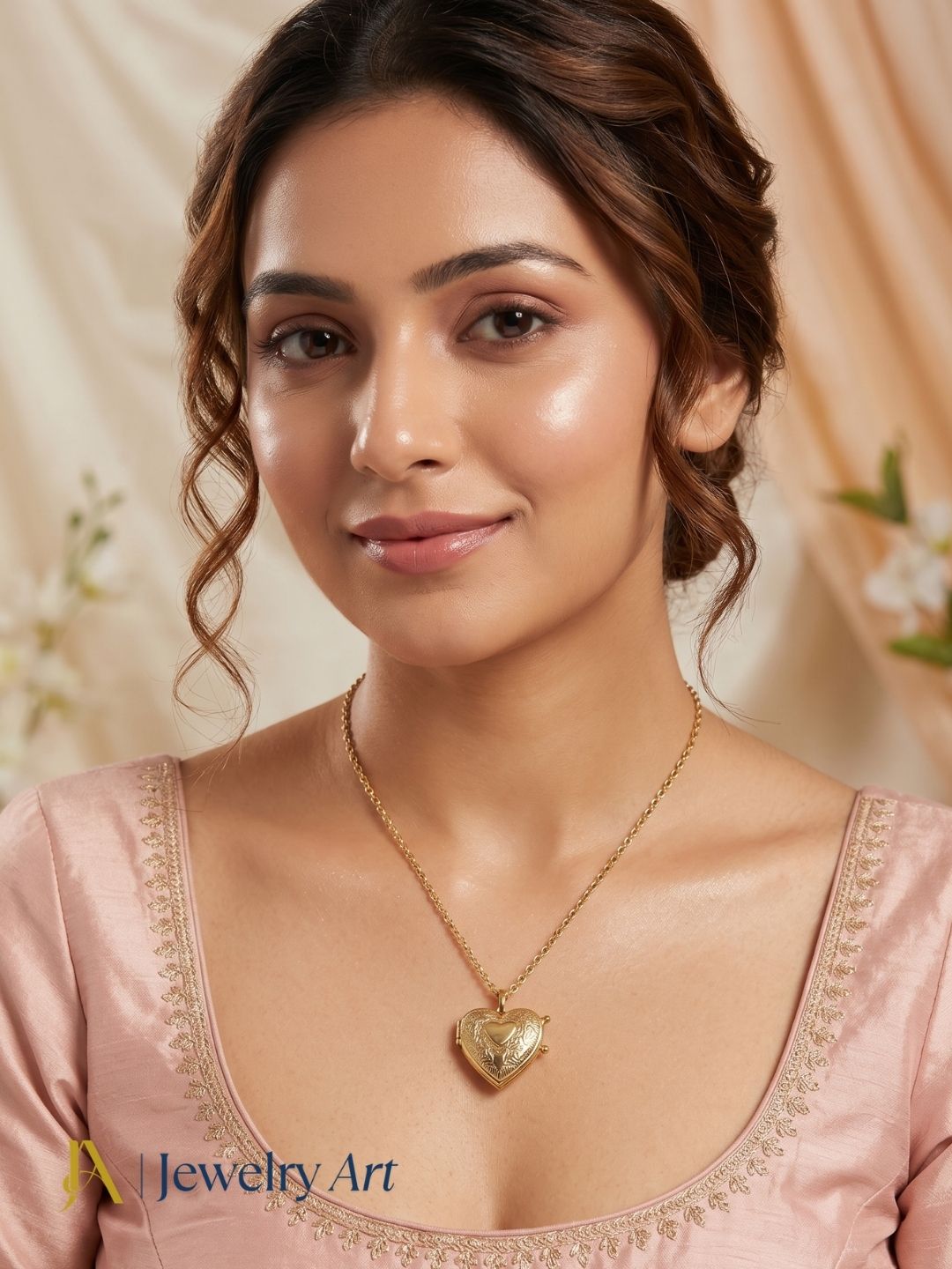 heart shape openable pendant gold plated designer adjustable necklace for women
