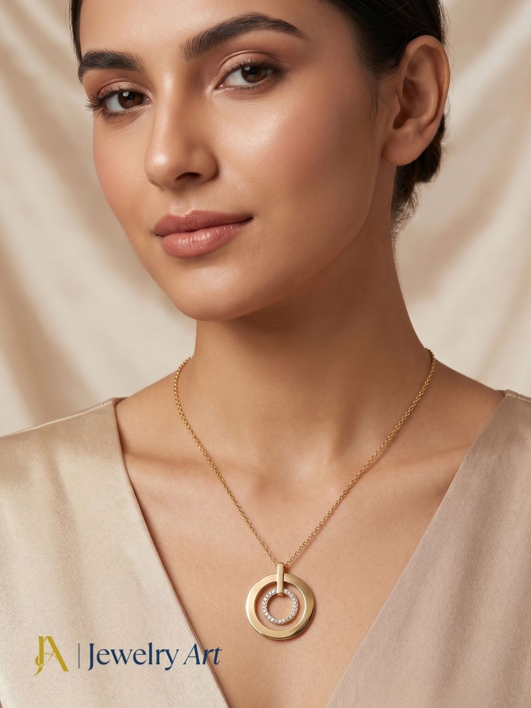 lightweight adjustable chain pendant geometric round gold plated jewelry
