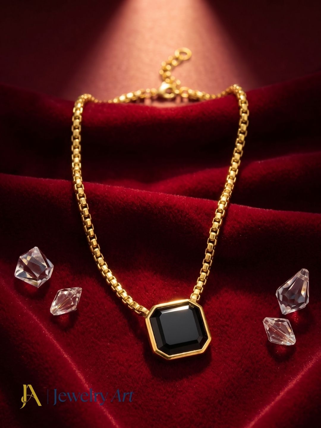 simple elegant black onyx gemstone adjustable chain pendant necklace
