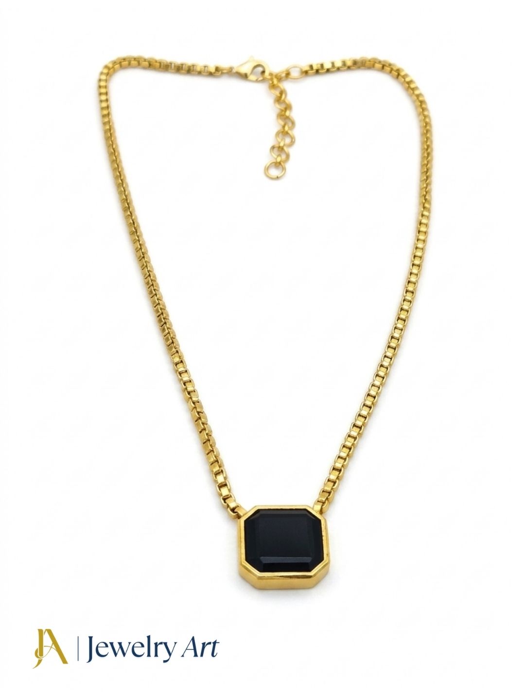 simple elegant black onyx gemstone adjustable chain pendant necklace
