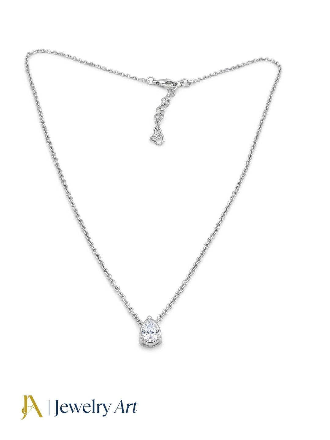 modern pan drop chain pendant white rhodium cubic zirconia elegant design
