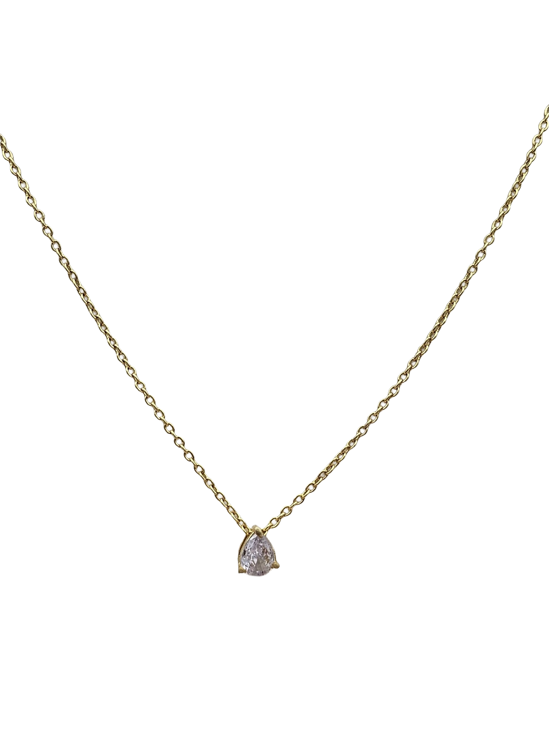 Stunning Gold plated Cubic Zirconia Stone Light weight Pan Drop Shape Chain Pendant