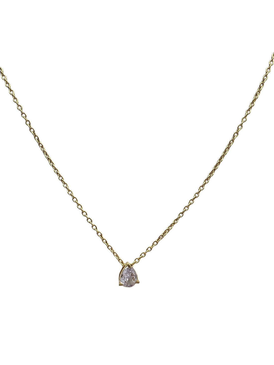 Stunning Gold plated Cubic Zirconia Stone Light weight Pan Drop Shape Chain Pendant