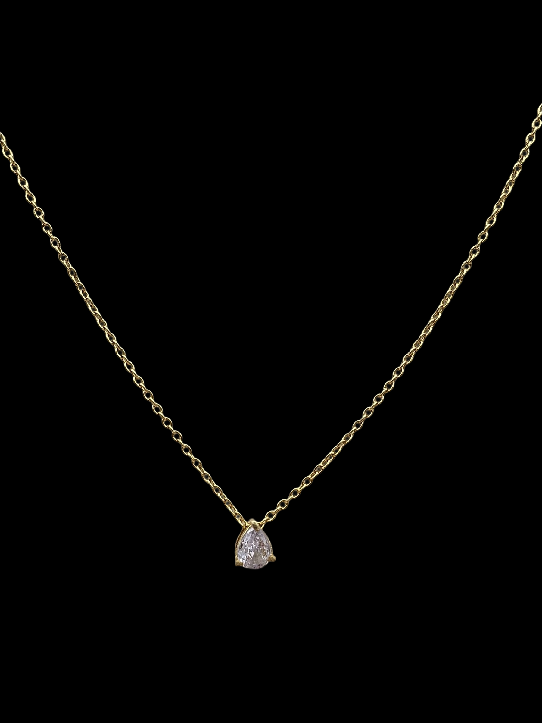 Stunning Gold plated Cubic Zirconia Stone Light weight Pan Drop Shape Chain Pendant