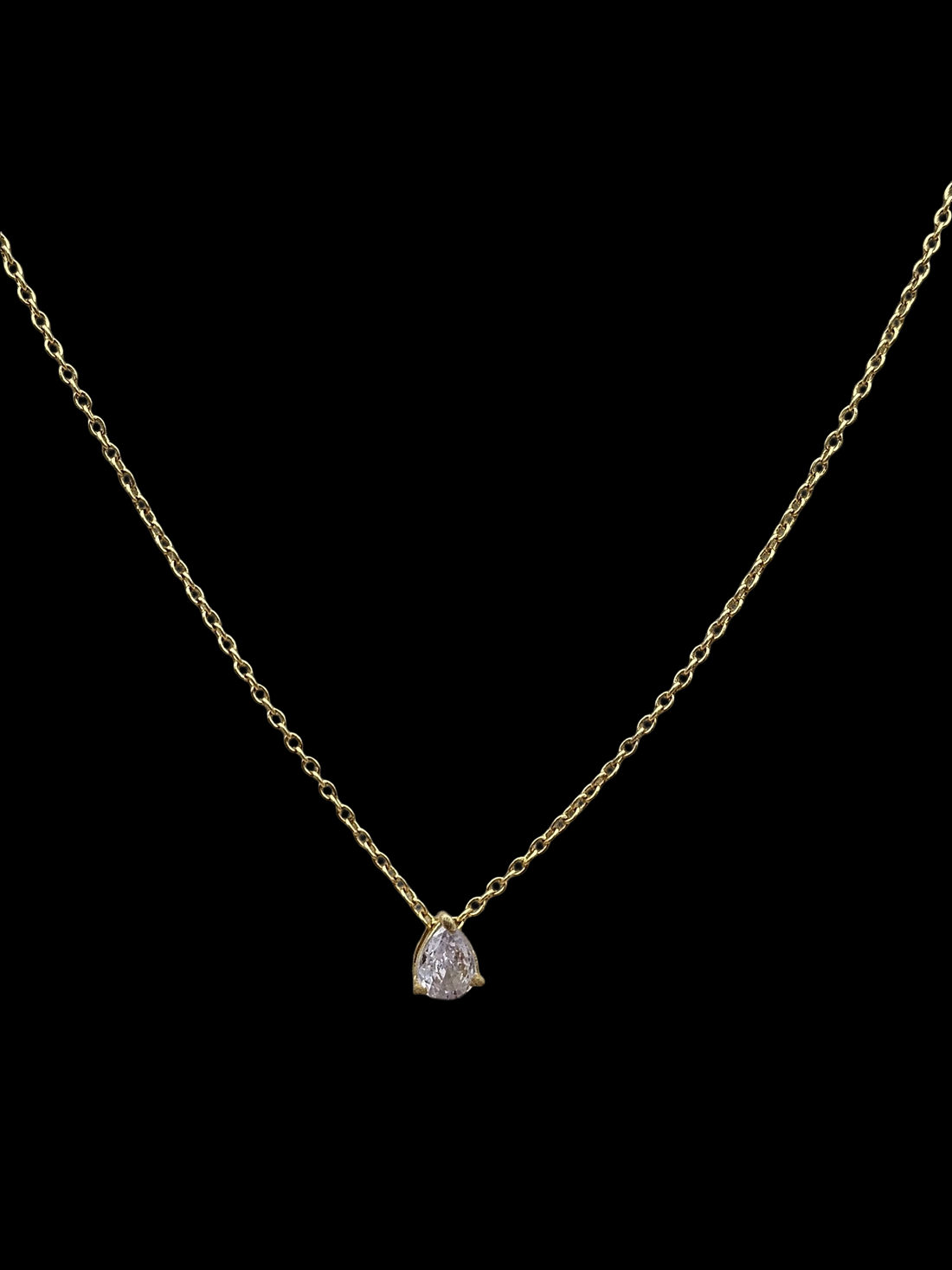 Stunning Gold plated Cubic Zirconia Stone Light weight Pan Drop Shape Chain Pendant