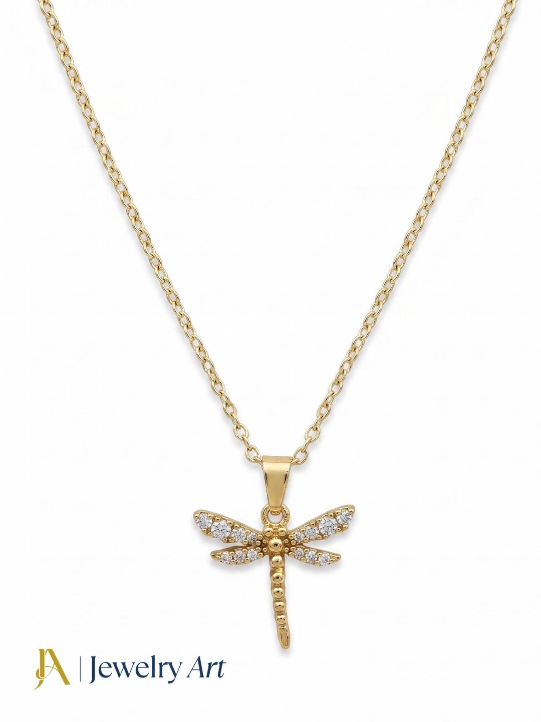 designer fly pendant necklace gold plated CZ stone minimalist jewelry

