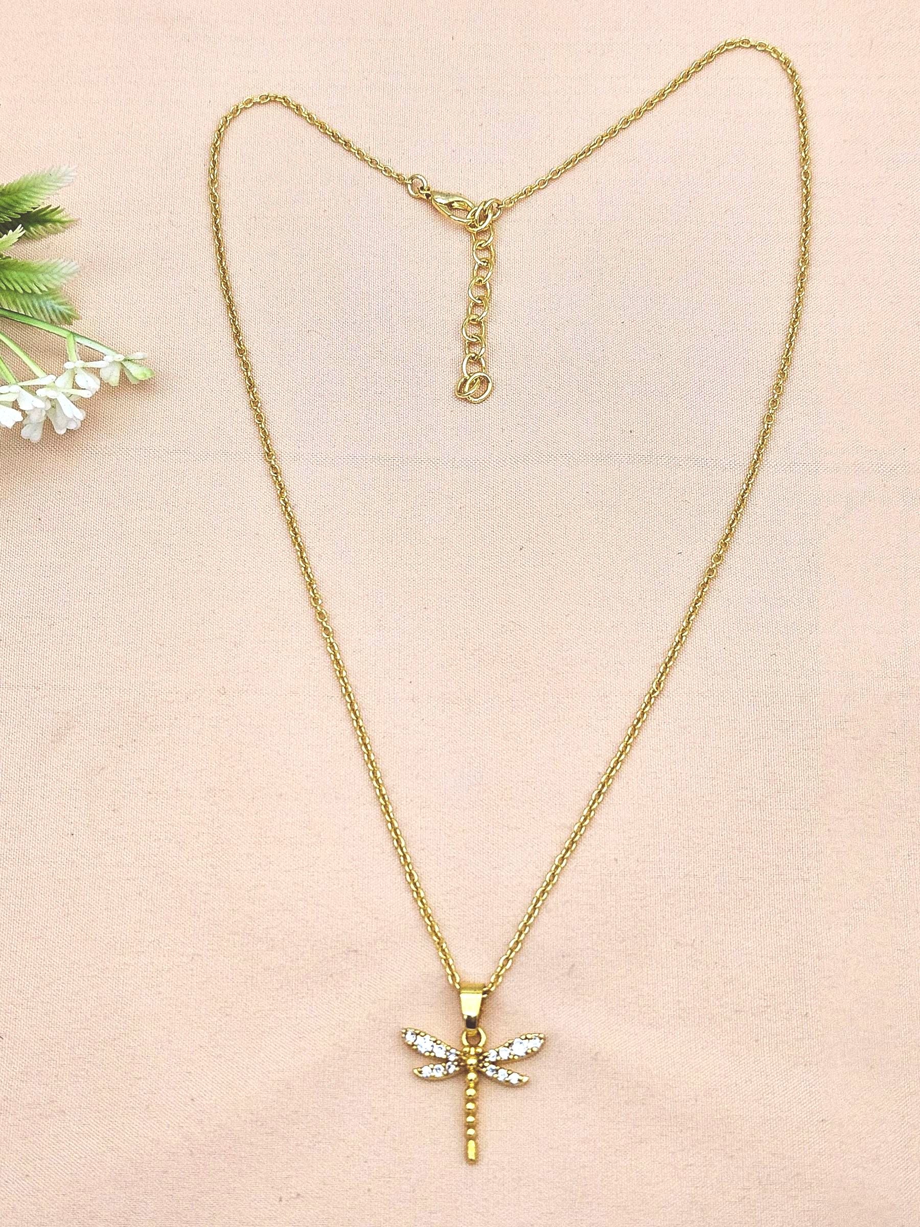 Stunning Gold plated Cubic Zirconia Stone Light weight Fly Shape Chain Pendant