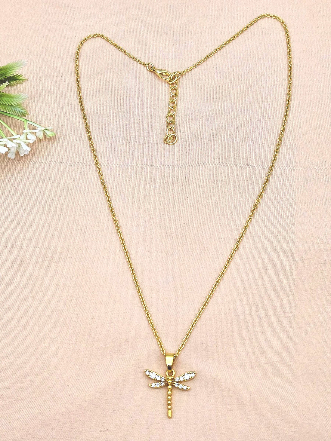 Stunning Gold plated Cubic Zirconia Stone Light weight Fly Shape Chain Pendant