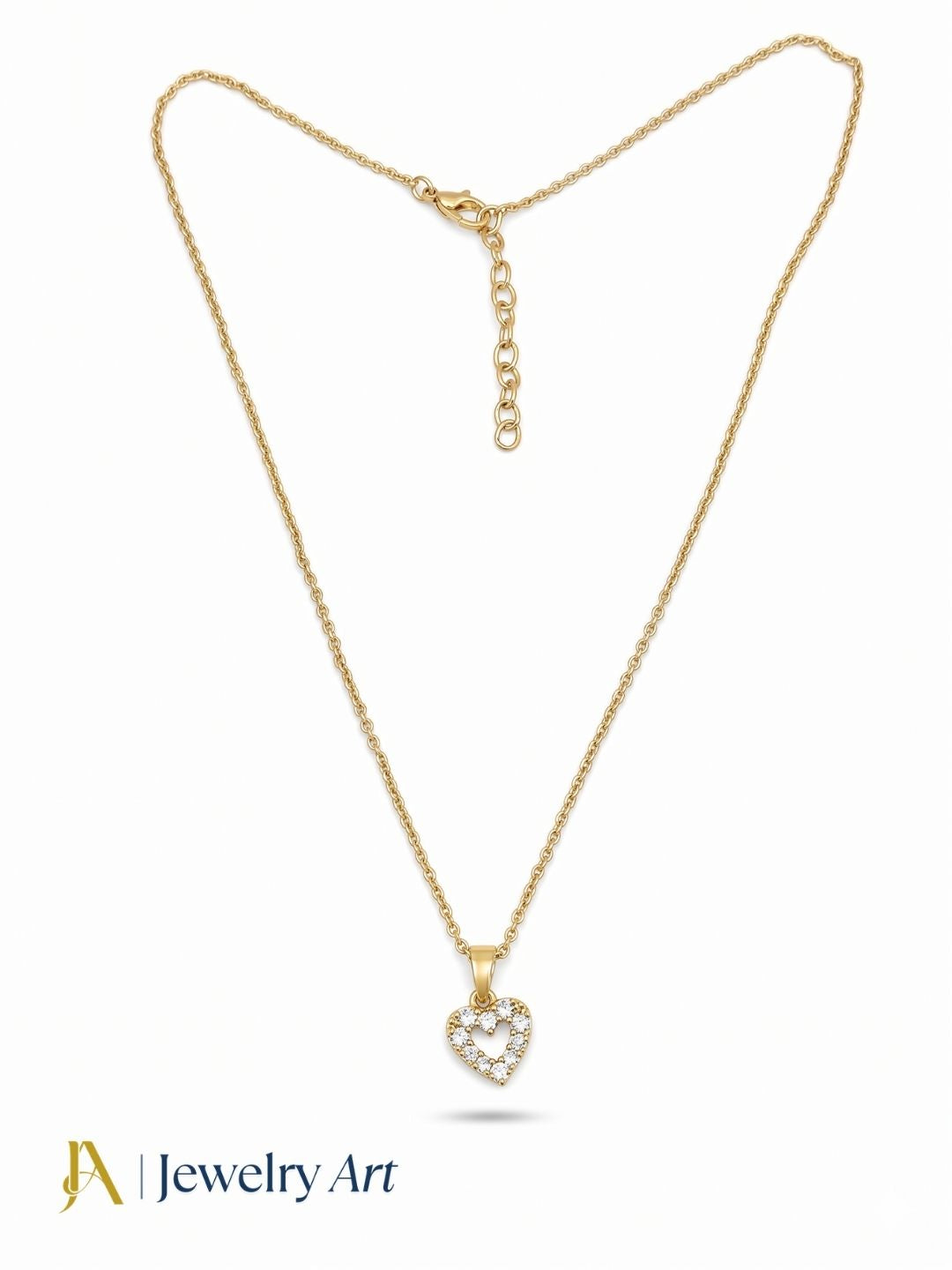 CZ stone heart pendant gold plated delicate chain necklace for women
