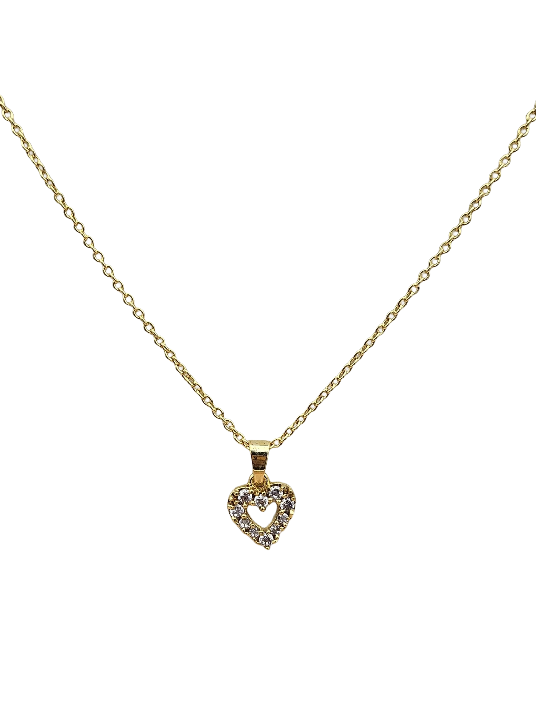 Stunning Gold plated Cubic Zirconia Stone Light weight Heart Shape Chain Pendant