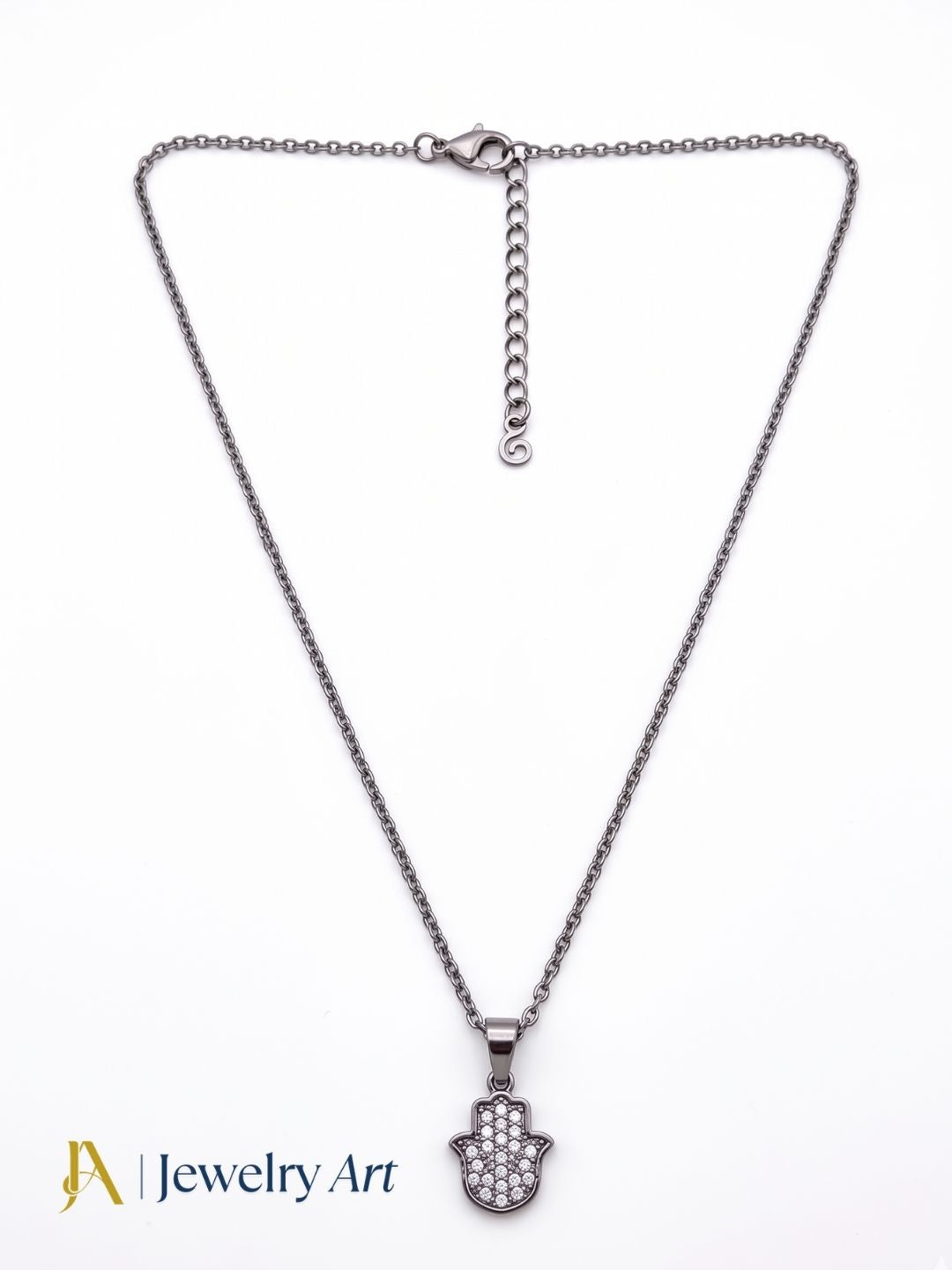 lightweight white rhodium hand palm pendant cubic zirconia daily wear jewelry

