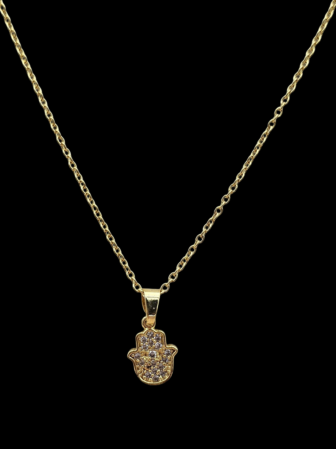 Stunning Gold plated Cubic Zirconia Stone Light weight Hand Palm Shape Chain Pendant