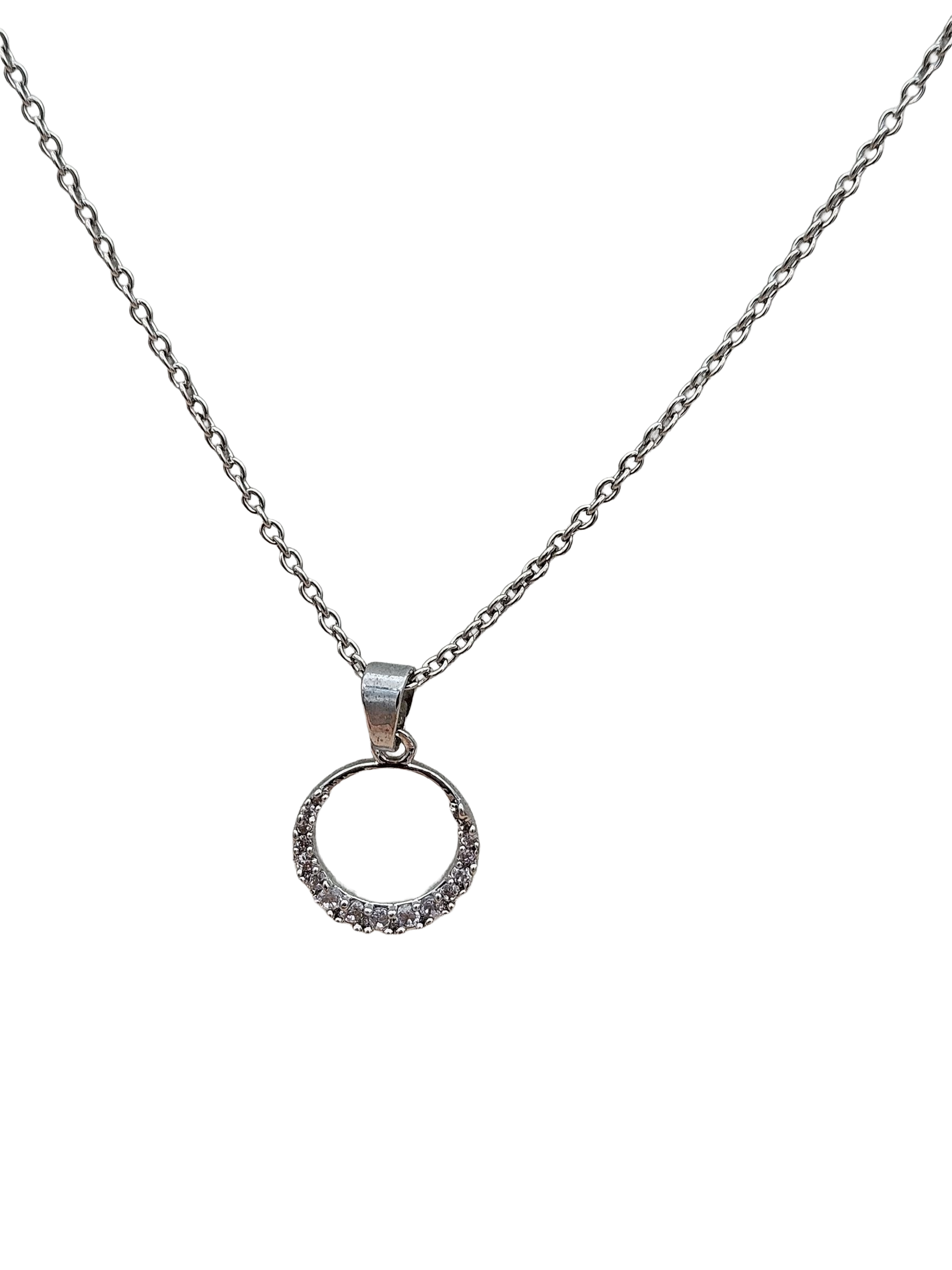 Stunning White Rhodium plated Cubic Zirconia Stone Light weight Round Shape Chain Pendant