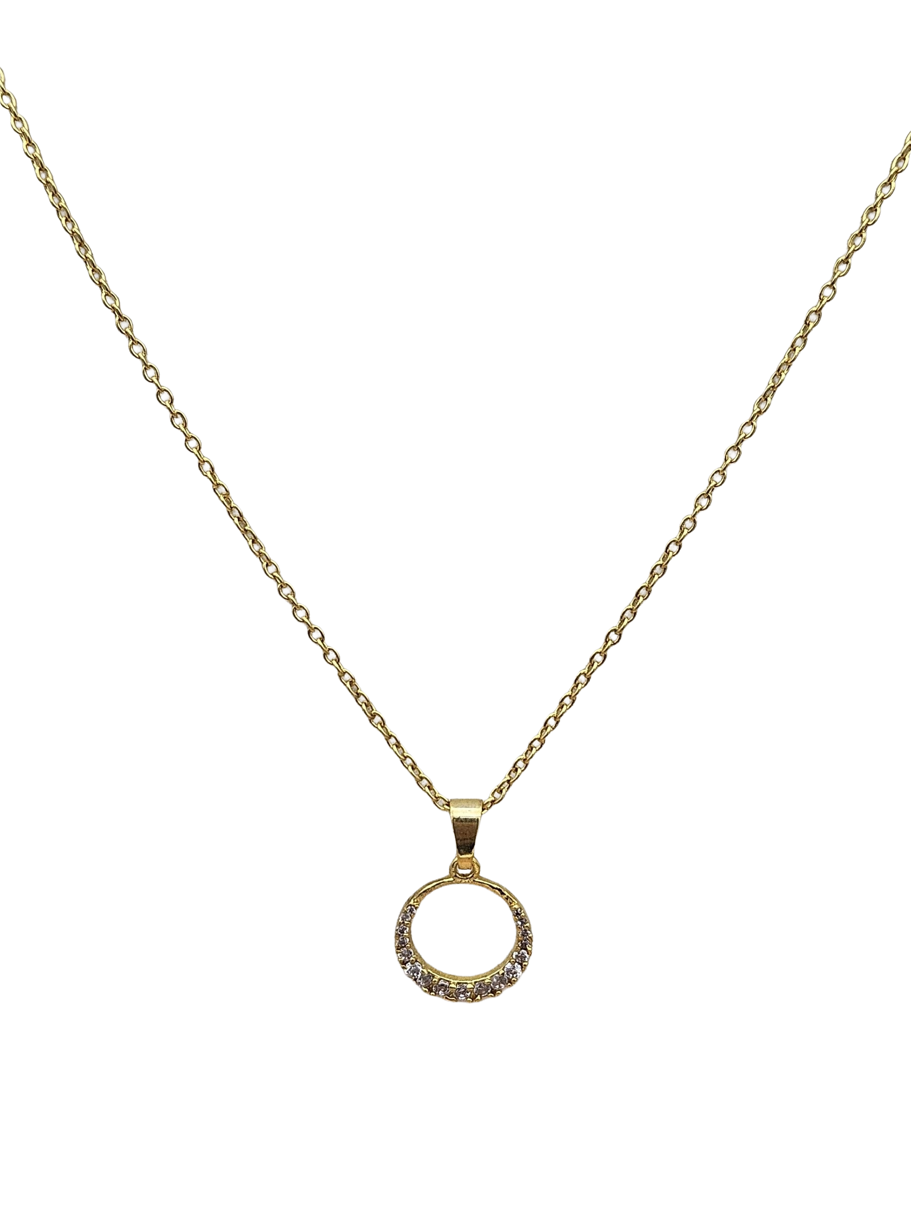 Stunning Gold plated Cubic Zirconia Stone Light weight Round Shape Chain Pendant