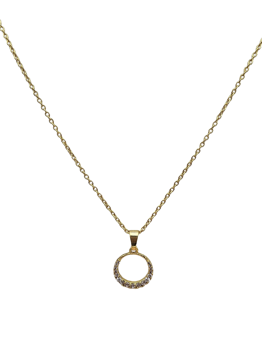 Stunning Gold plated Cubic Zirconia Stone Light weight Round Shape Chain Pendant