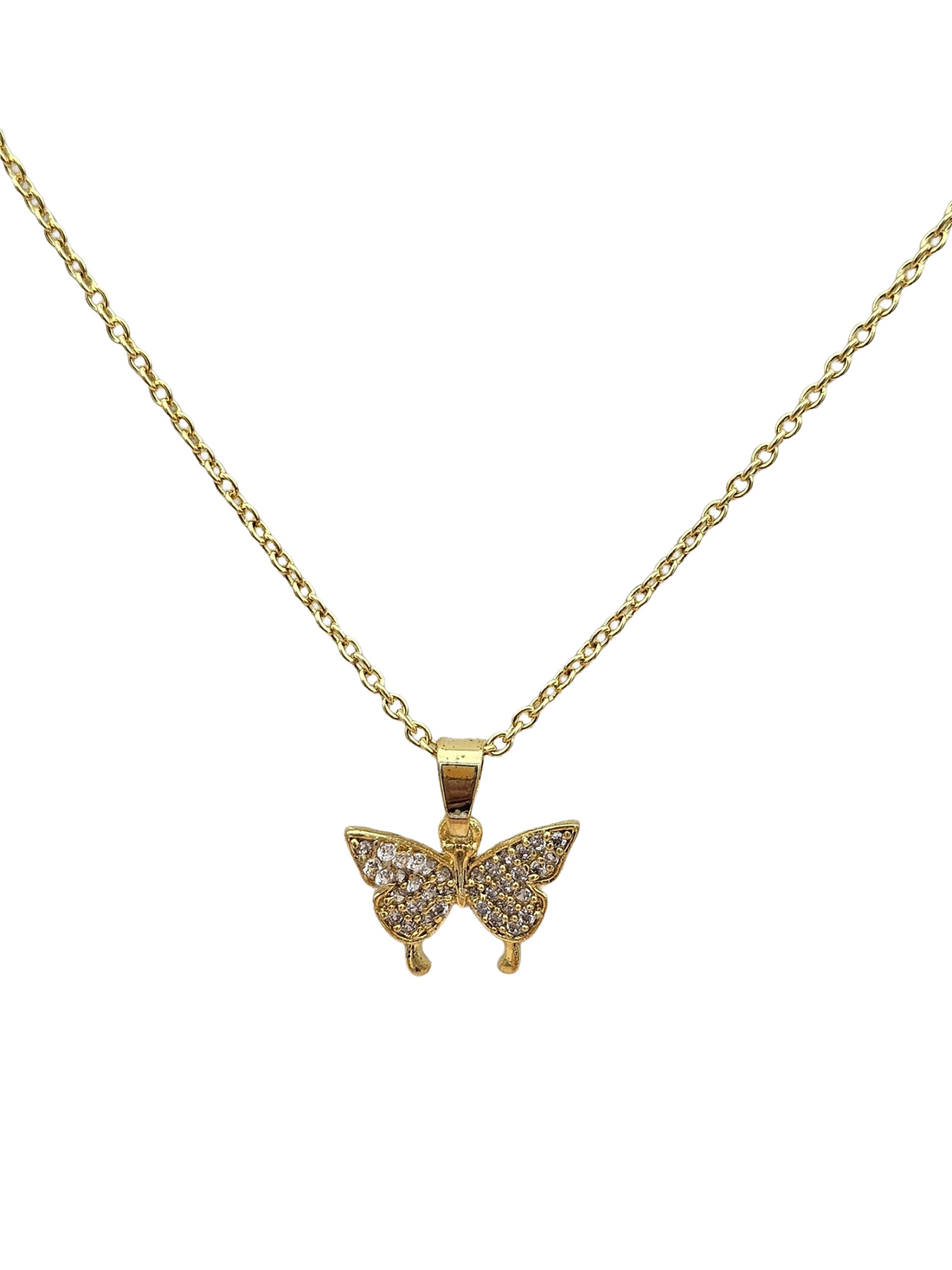 Stunning Gold plated Cubic Zirconia Stone Light weight Butterfly Shape Chain Pendant