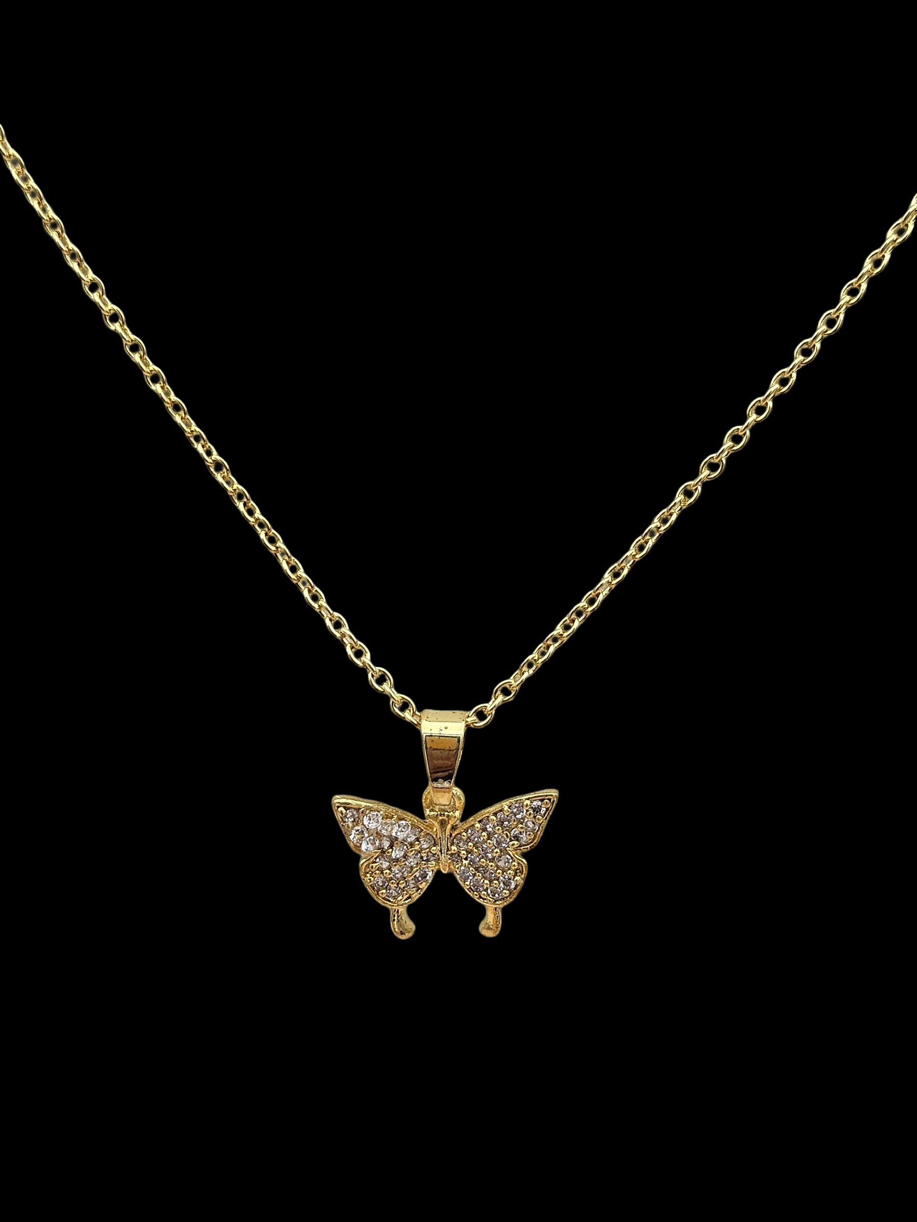 Stunning Gold plated Cubic Zirconia Stone Light weight Butterfly Shape Chain Pendant