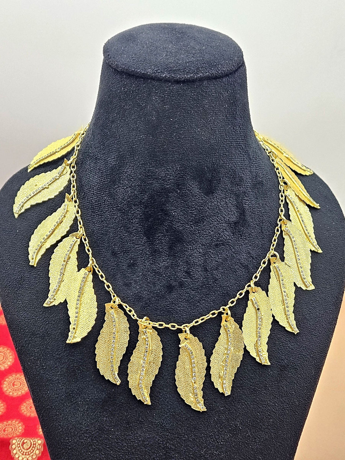 Stunning Gold plated AD stone Awesome Leaf Designer Chain Necklace