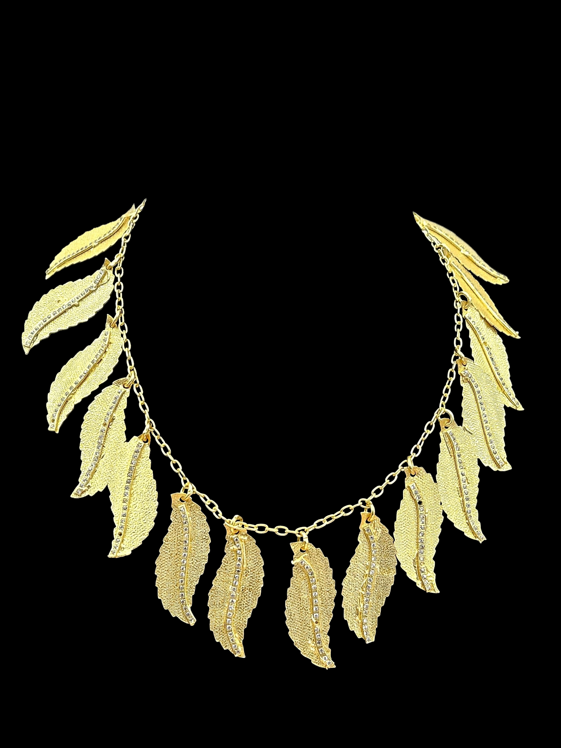 Stunning Gold plated AD stone Awesome Leaf Designer Chain Necklace