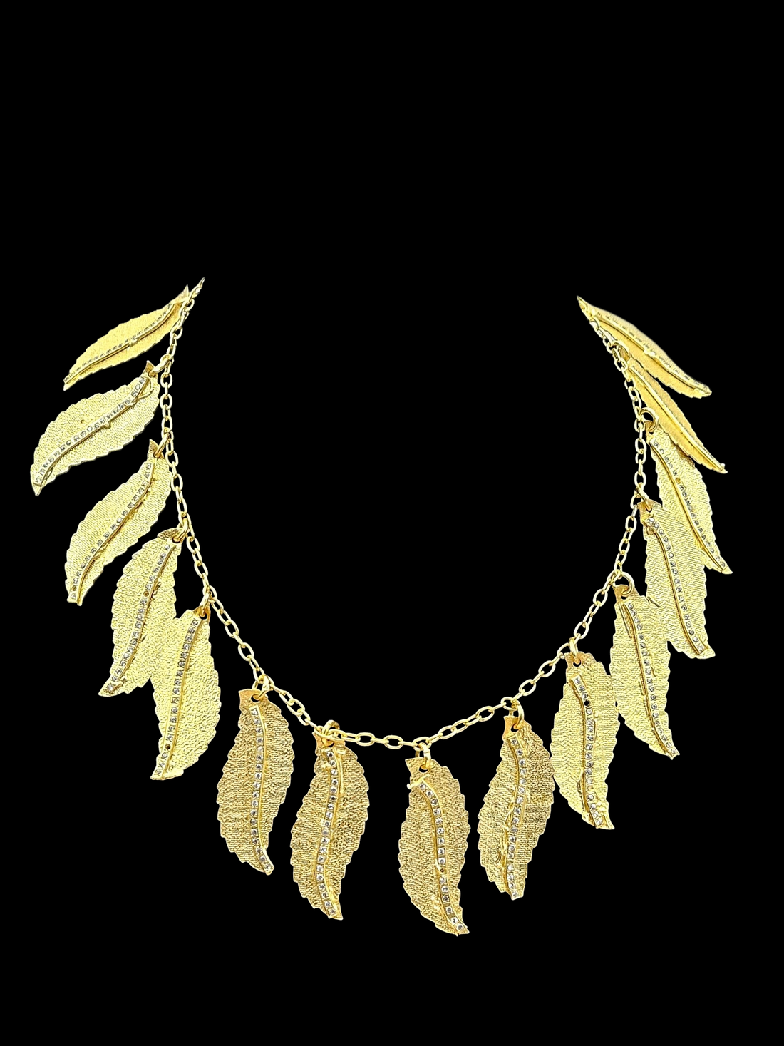 Stunning Gold plated AD stone Awesome Leaf Designer Chain Necklace