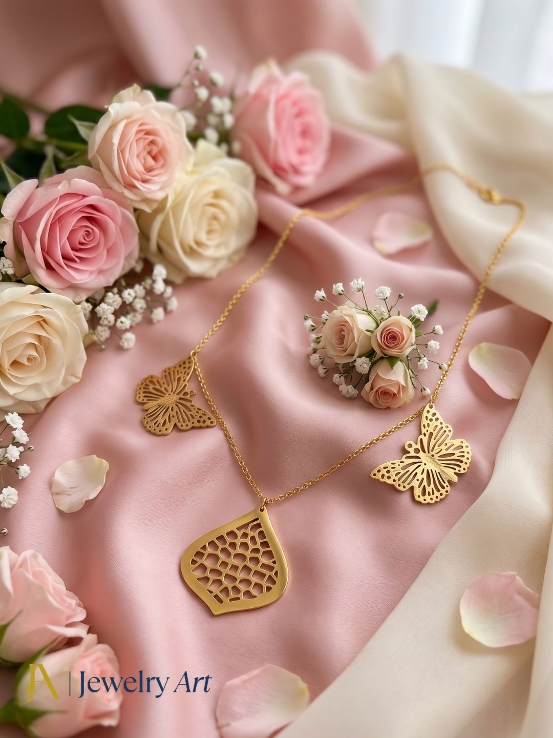 Awesome Handcrafted Gold plated Floral Designer Light weight Chain Pendant Necklace