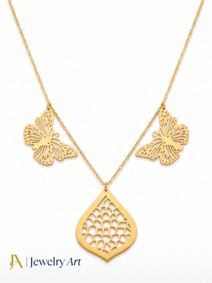 Awesome Handcrafted Gold plated Butter Fly Designer Light weight Chain Pendant Necklace