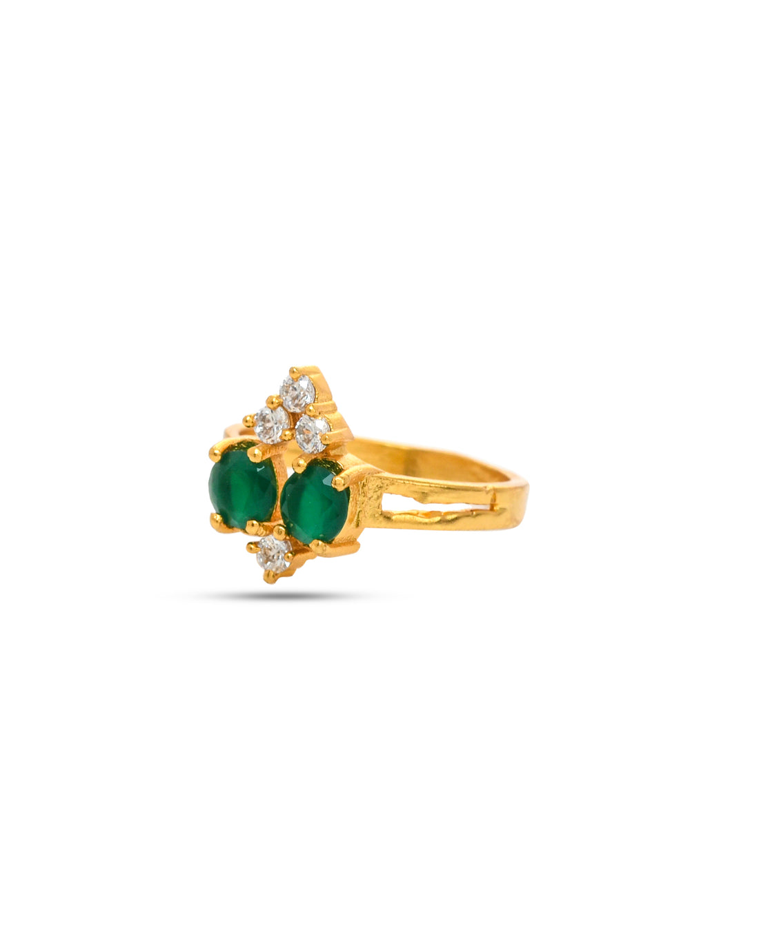 Elegant green hydro quartz and cubic zirconia ring set in antique gold plating, perfect for special events
