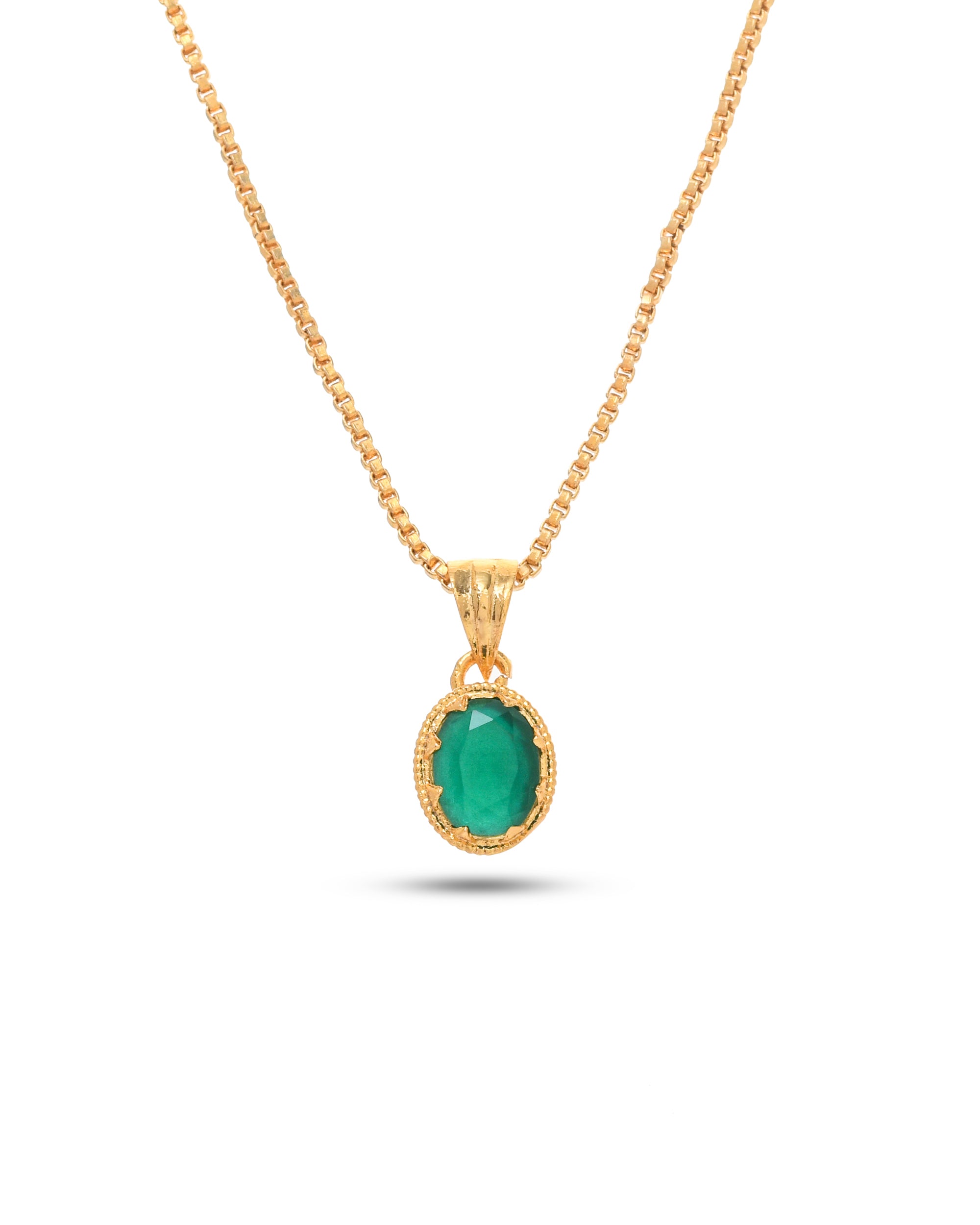 Antique gold plated chain necklace featuring a handcrafted green hydro quartz pendant for women
