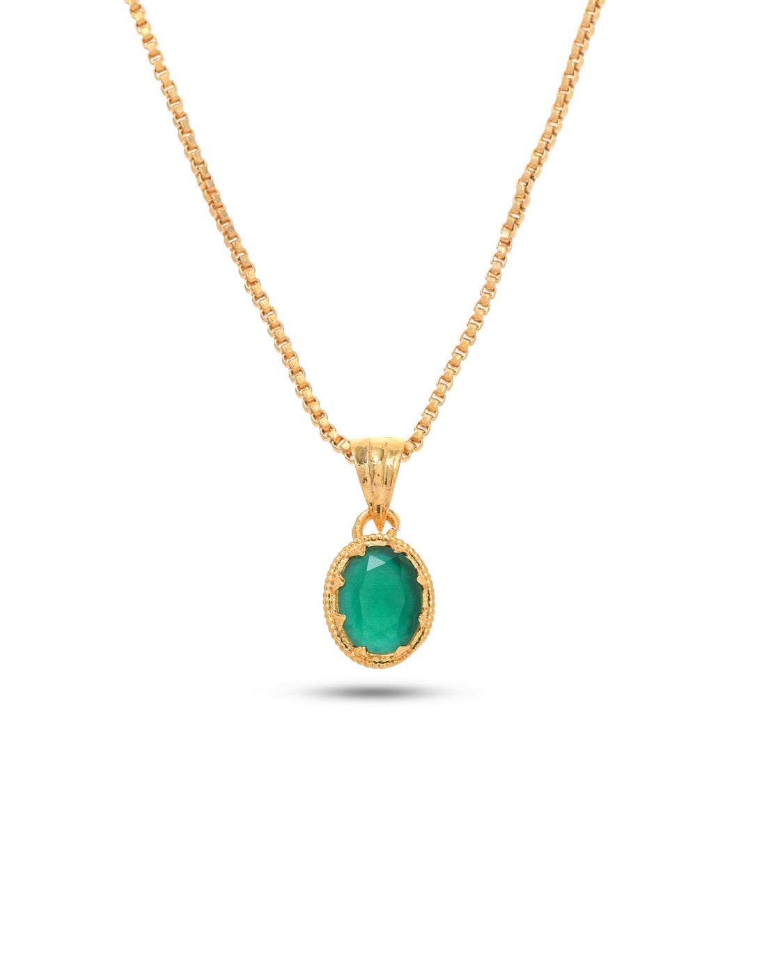 Antique gold plated chain necklace featuring a handcrafted green hydro quartz pendant for women
