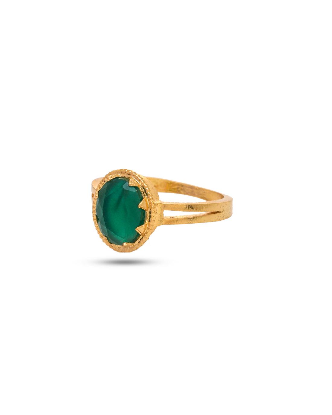 Green hydro quartz statement ring in antique gold plating, crafted for women’s elegant festive style.
