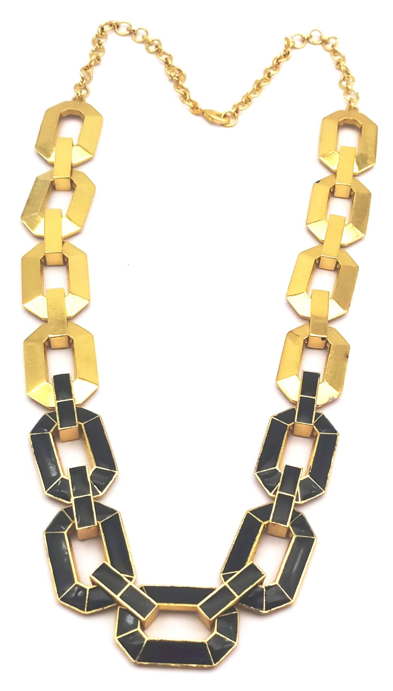 Stunning Gold plated Artistic Aari Cutting Black Enamel Designer Statement Necklace