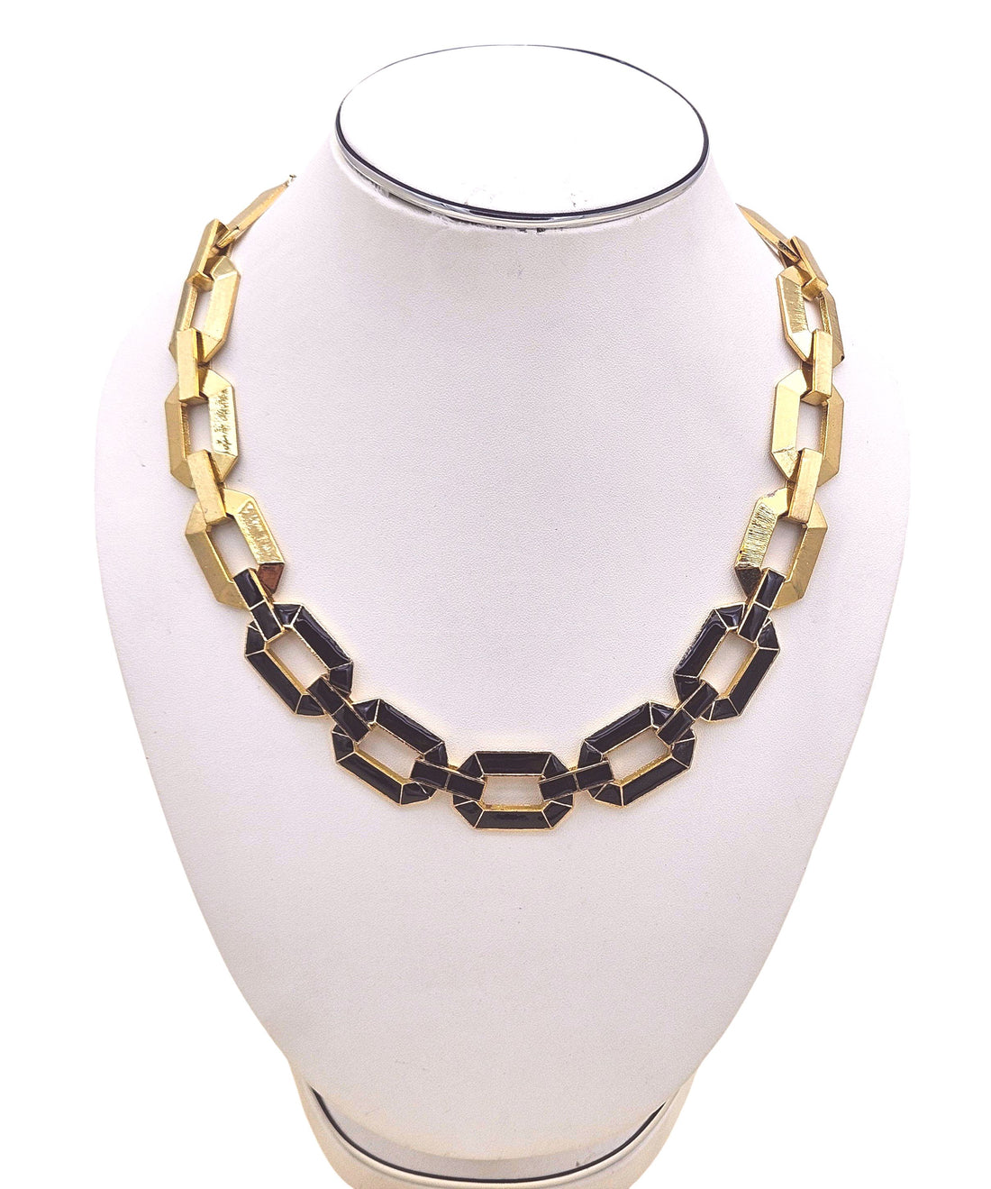 Stunning Gold plated Artistic Aari Cutting Black Enamel Designer Statement Necklace