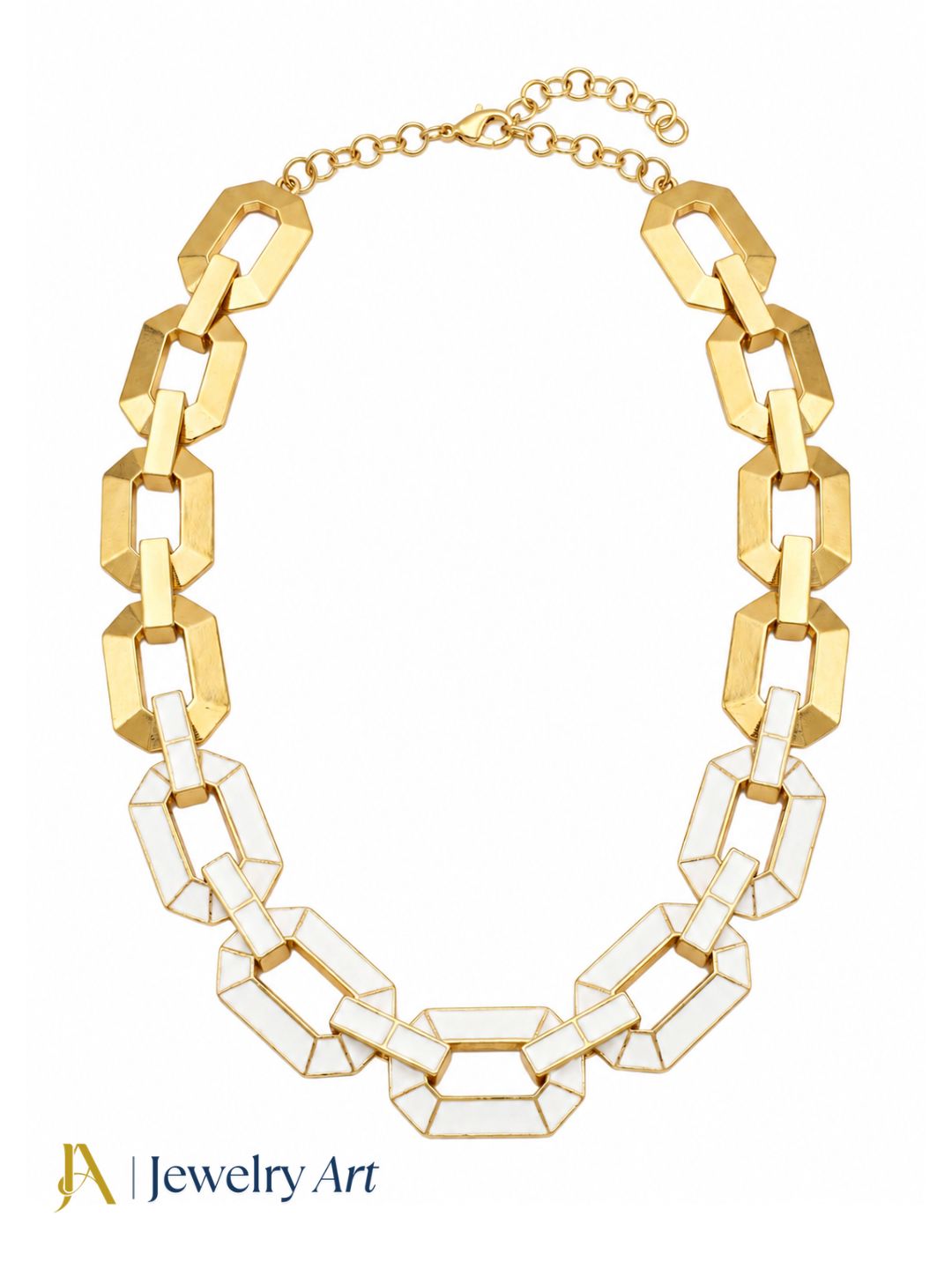 Stunning Gold plated Artistic Aari Cutting White Enamel Designer Statement Necklace